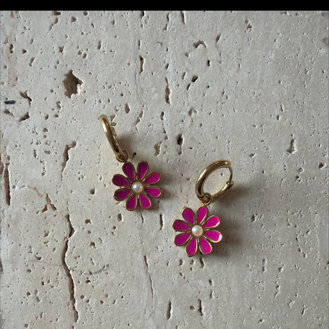 Oorbellen bloem roze