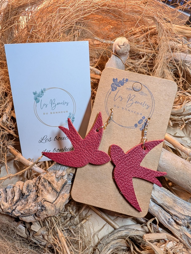 Boucles d'oreilles Hirondelle rouge h005