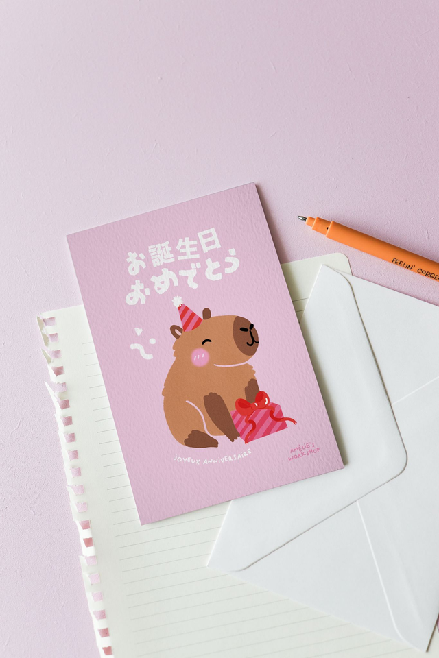 Carte d'anniversaire capybara