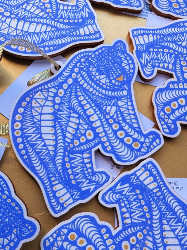 Polar Bear Hanging Decoration – Eco-Friendly Wooden Ornament