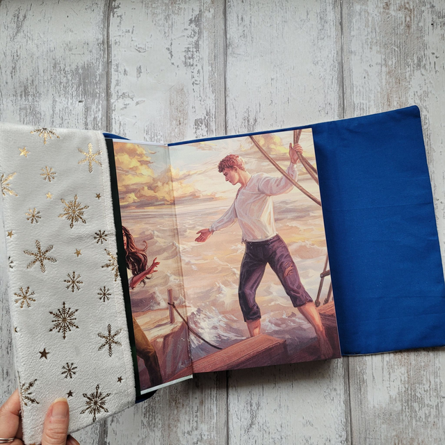 Protège livre slim amovible L - Flocons argentés