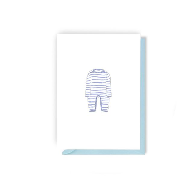 Blue Baby Grow - Illustrated New Baby Card 