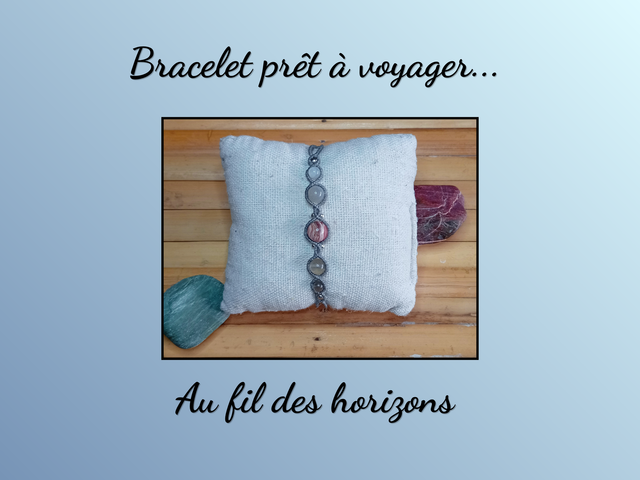 Bracelet macramé Rhodochrosite et pierre de lune - Intuition et Emotions - 