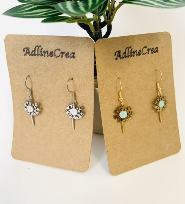 Boucles d'oreilles pendenfils florals avec rond en liège