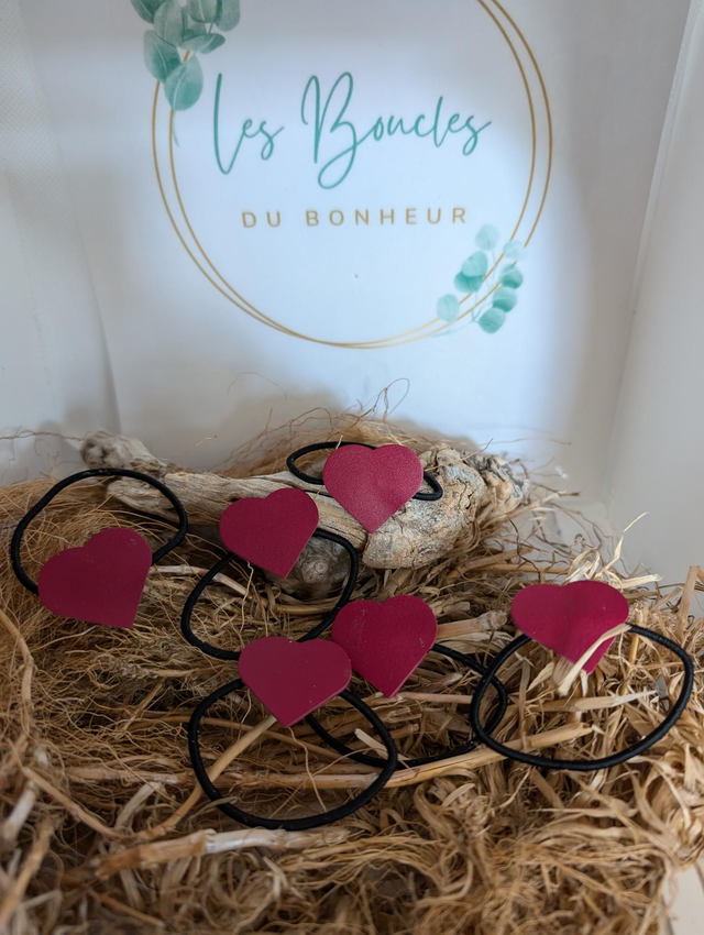 Élastique coeur framboise 