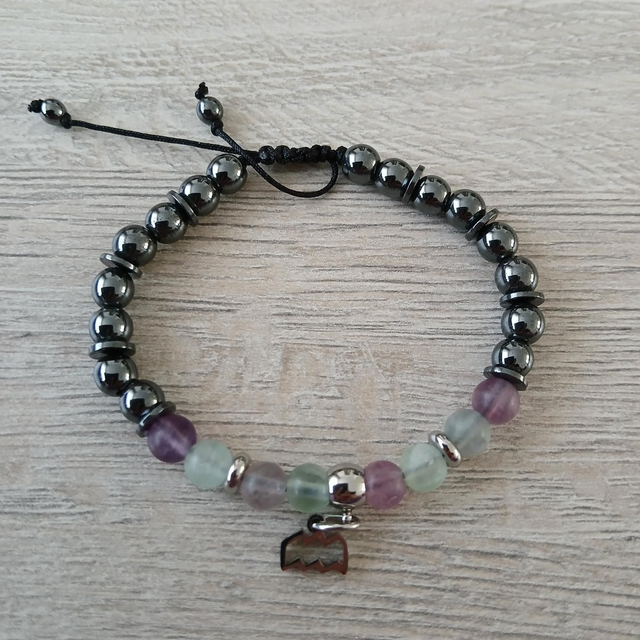 Sterrenbeeld armband Waterman – Fluoriet &amp; Hematiet – verstelbaar (7.012)