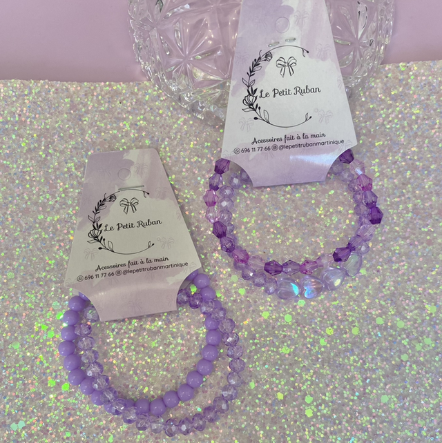 Paire de bracelets élastique lilas 