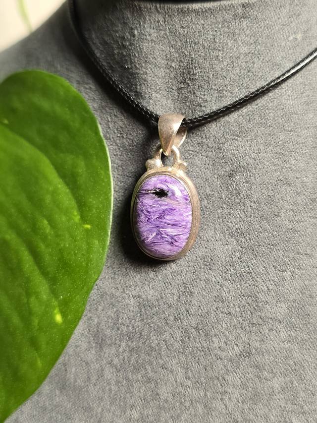 Pendentif Charoïte et argent 925 (Qualité AAA)