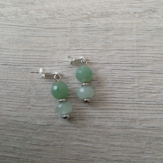 Dames oorbellen groene Aventurijn en stainless steel (1.241)