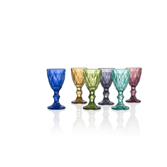 Brandani - Liquorino diamante colori assortiti set 6 pezzi vetro