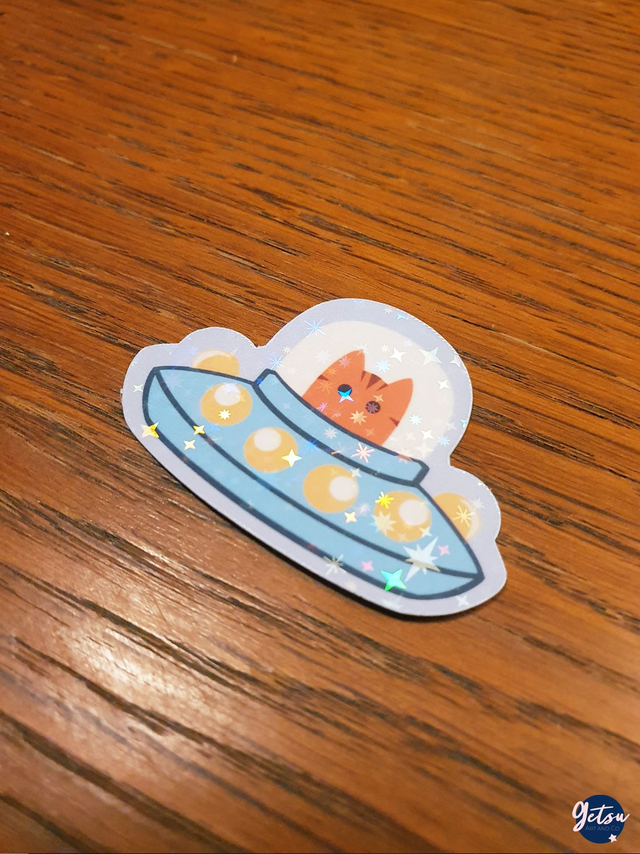 Sticker chat de l&#039;espace holographique