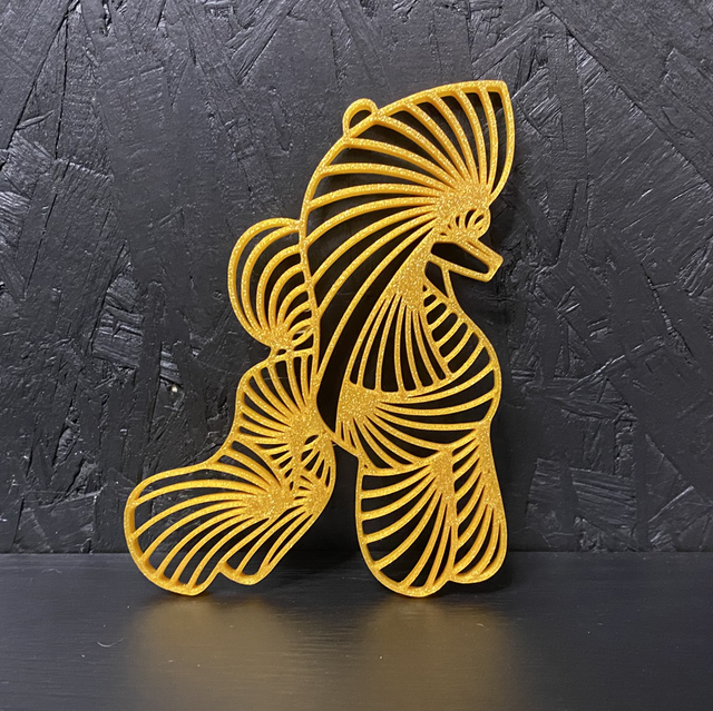 3D - Poodle Puppy Gold Sparkle