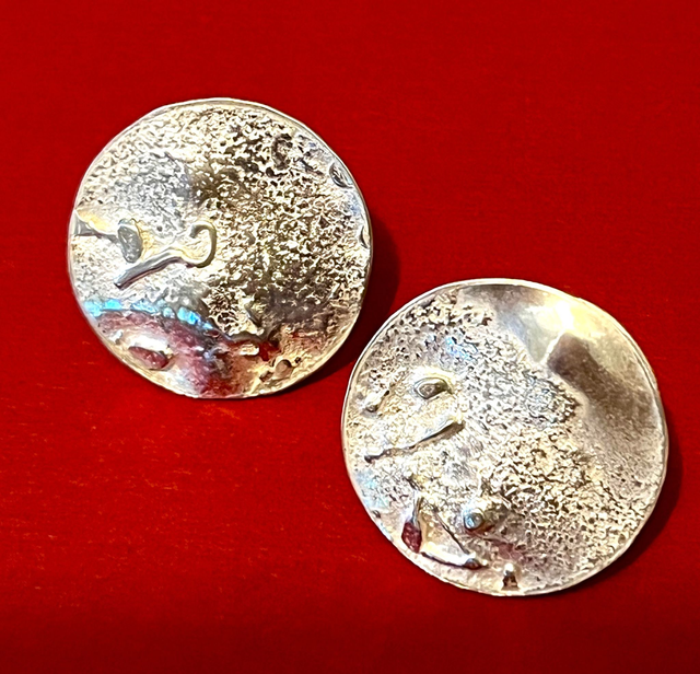 Recycled Silver Organic Textured Stud Earrings - Hand-Fused Artisan Design