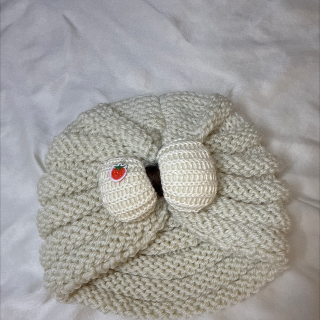 Turban laine détail fraise 