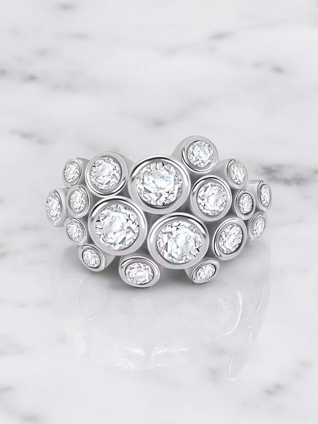 Beautiful Swarovski Zirconias Bubble Design Ring.