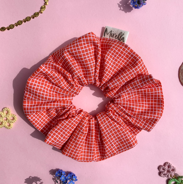 Grid Pattern Scrunchie 