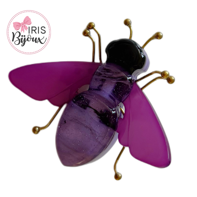 Spilla ape lilla e fucsia glitter 