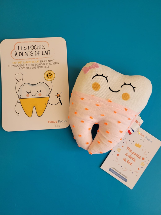 pochette à dent de lait - Rose - marque HOCUS POCUS Baby  