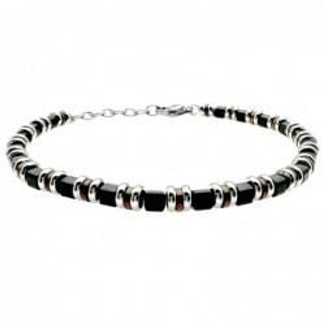 Bracciale uomo in acciaio con inserti cilindrici