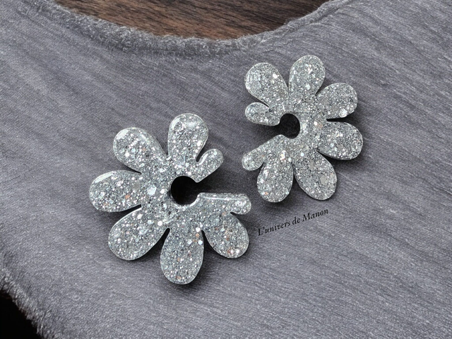Boucles d&#039;oreilles &quot; Julia &quot;  en résine et paillettes pour femme, tendance 