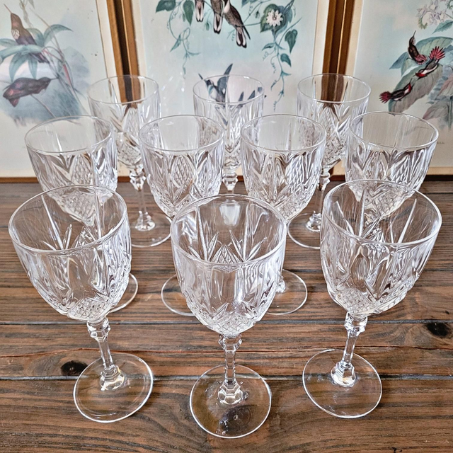 X Verres à vin ciselé Cristal d'Arques modèle Fontenay (10 verres)