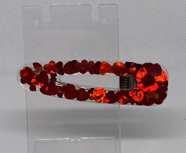Red heart glitter hairclip 