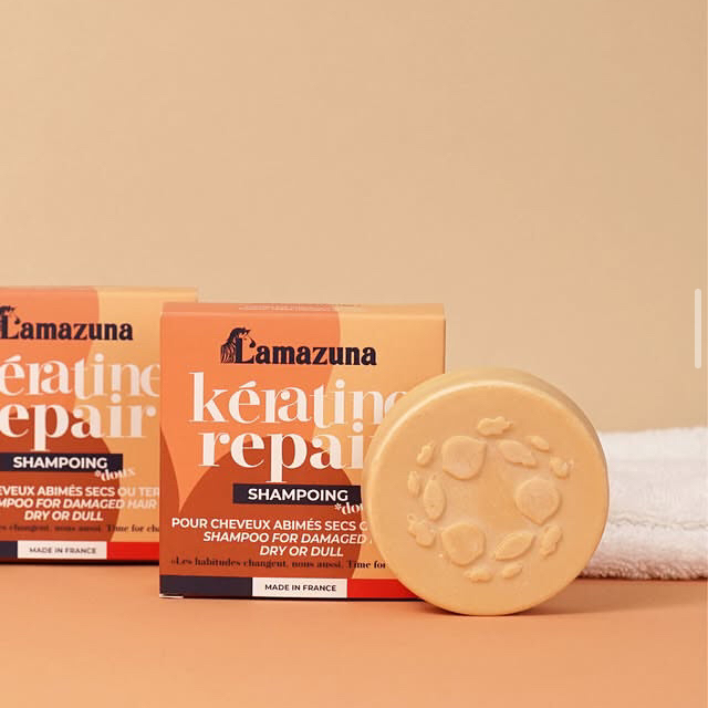 Shampoing Kératine Repair Lamazuna - Cheveux abimés, secs ou ternes