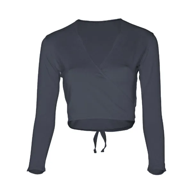 Black Cotton/Polyester Cross Over Cardigan 