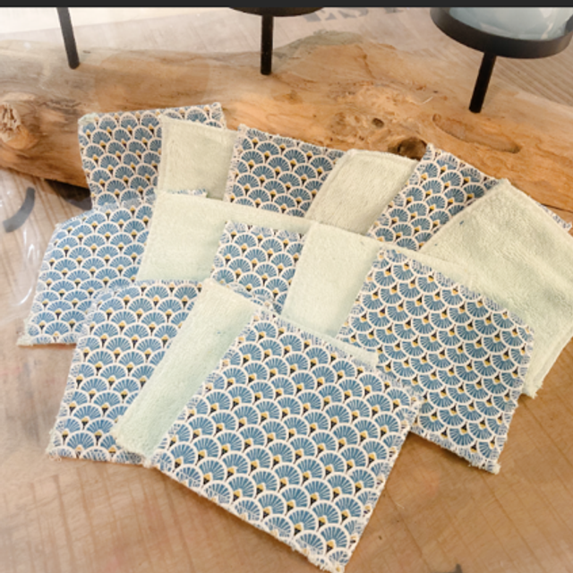 Lingette démaquillante éventail bleu bambou 