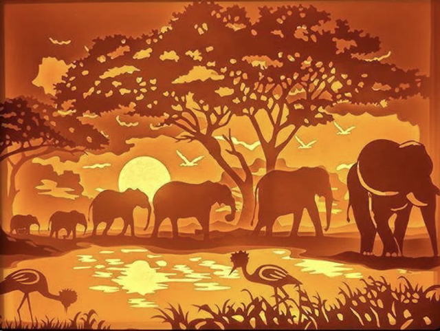 Troupeau Éléphants 