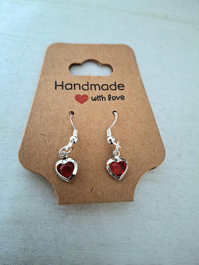 Ruby Heart Earrings