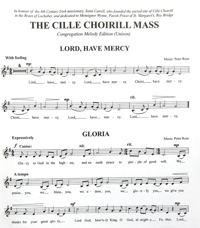 RCM111 THE CILLE CHOIRILL MASS  Congregation Edition © Peter Rose