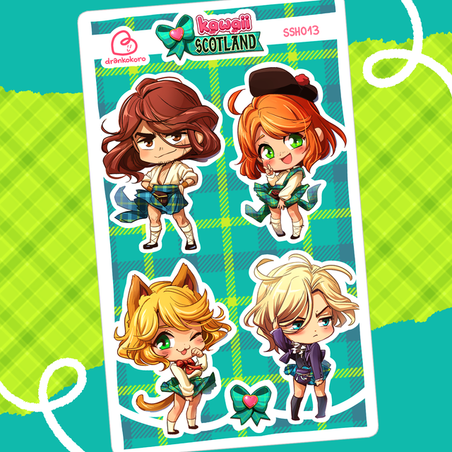 Arkusz naklejek Kawaii Scotland