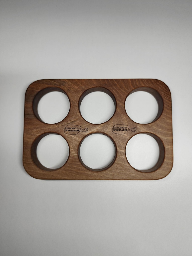 🥚 Support à œufs en noyer massif – 6 œufs (16 x 10 cm)