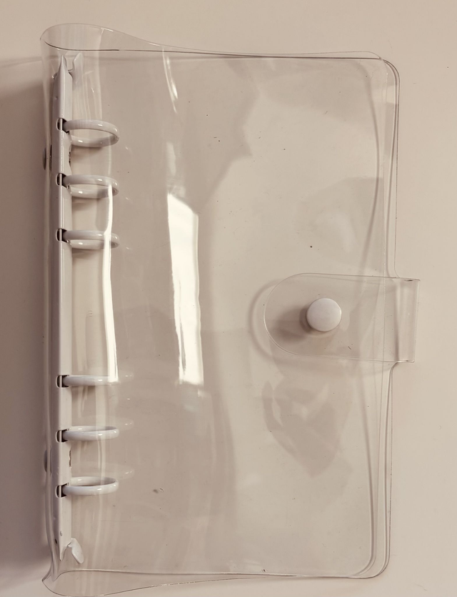 Classeur transparent dos blanc 