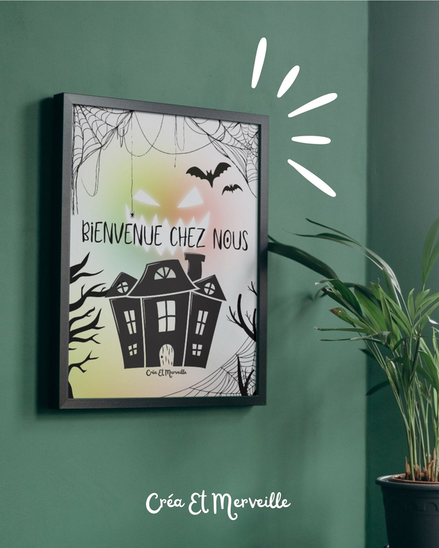 Affiche Bienvenue chez nous Halloween - Créa Et Merveille 