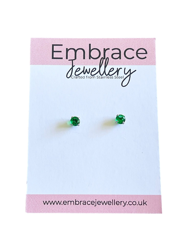Delicate 3mm Emerald Green Mini Comfort Back Studs