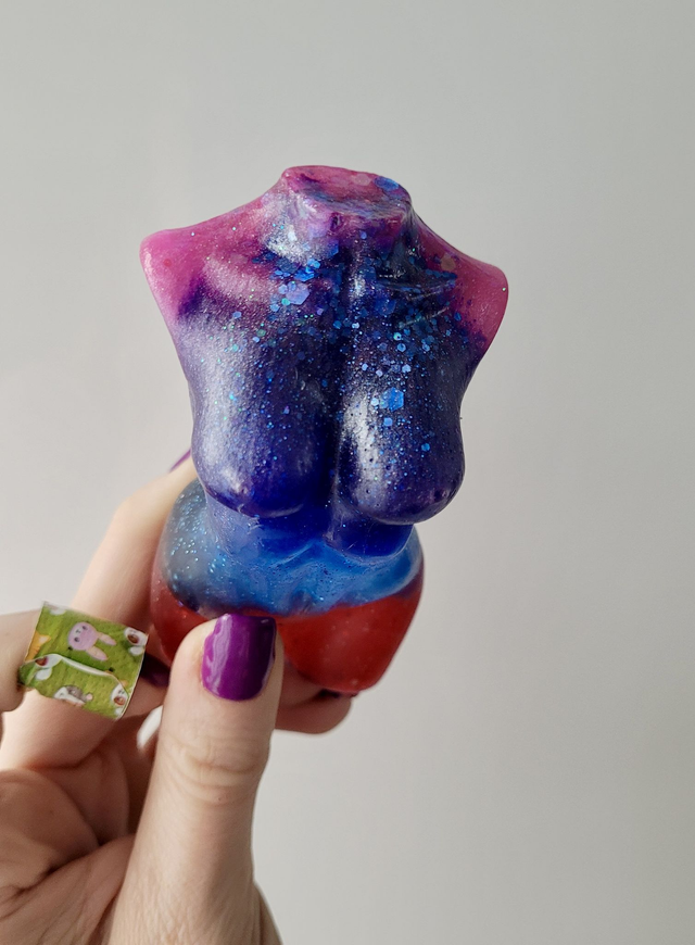 Female Body Ornament - Pink, Blue & Red Glitter