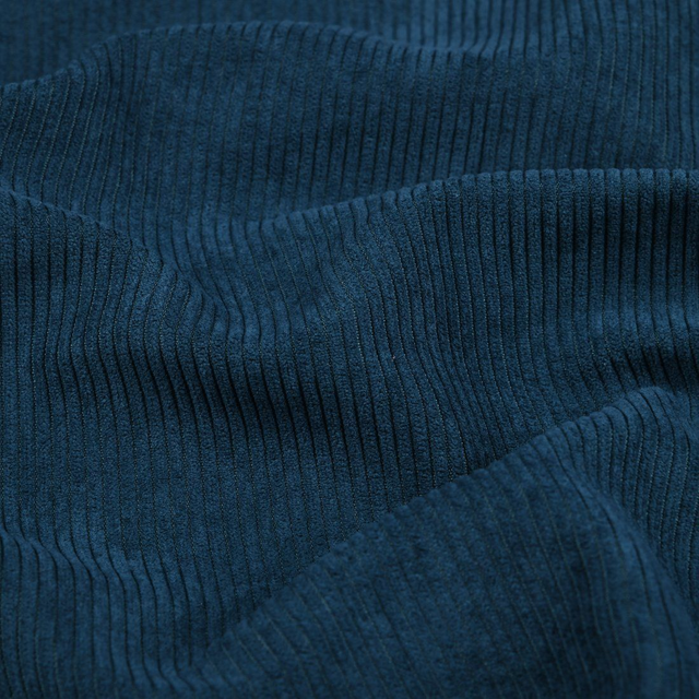 Trousse de toilette en velours côtelé bleu avec détails élégants