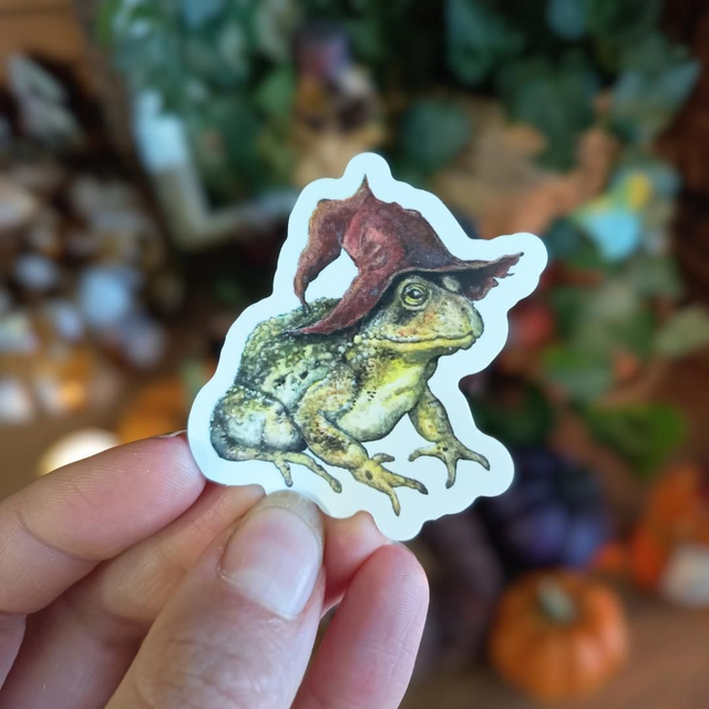 La Confrérie du Marais - Crapaud chapeau Rouge  - Stickers fantastique 