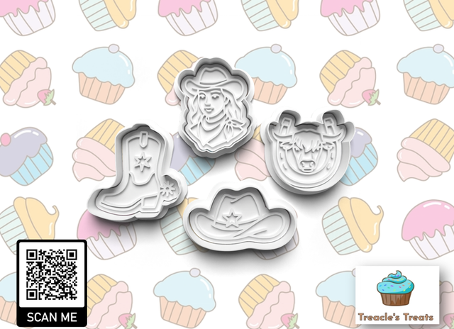 Cowgirl Theme Fondant/cookie stamps with cutters 