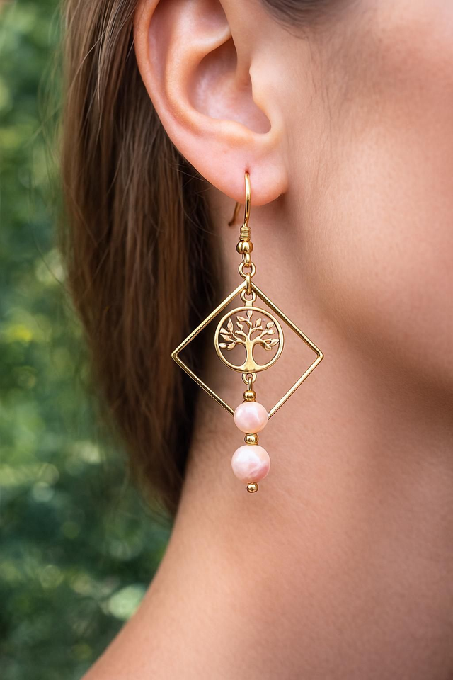 Boucles d'oreilles Opale rose - Douceur & Guérison Émotionnelle