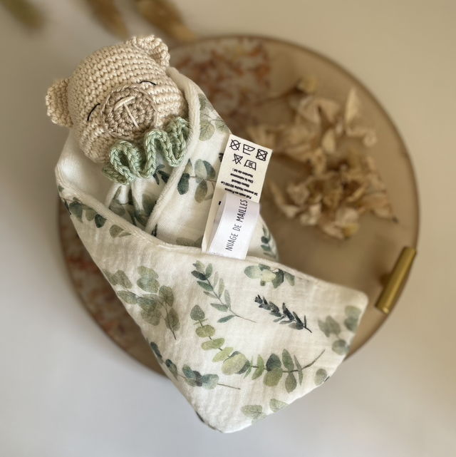 Milo, mon doudou ourson tête écru personnalisé