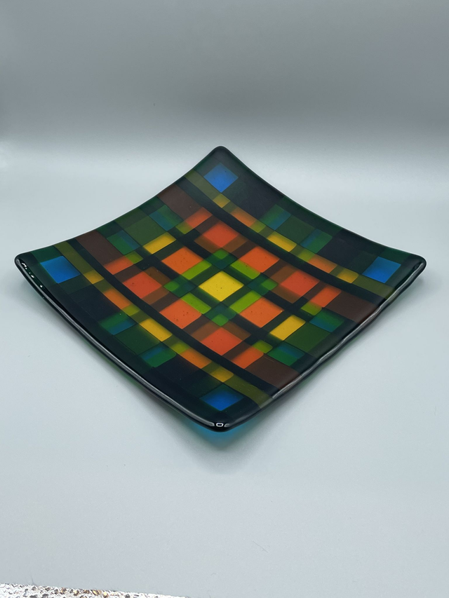 Tartan Platter - Green, Blue, Orange, Yellow