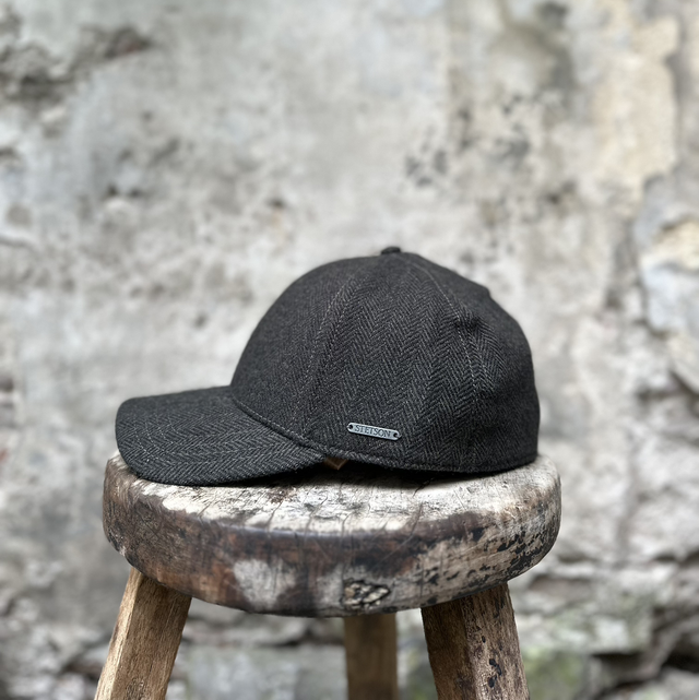 Stetson Baseball Cap Wool Herringbone Donker Groen