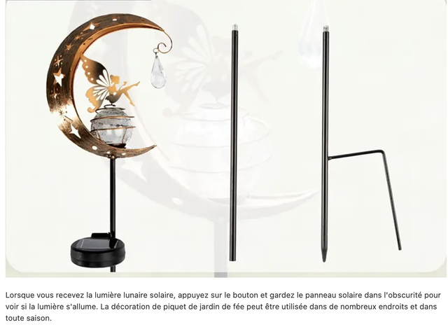 Décoration de jardin de fantasy elfique enchantée avec design de lune croissante et nuit étoilée