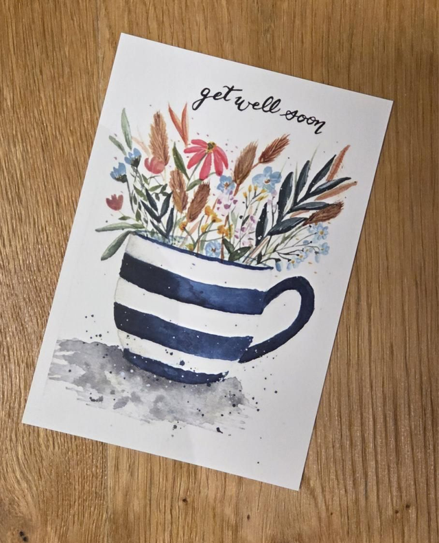 Postkarte "get well soon" | Kunstdruck DIN A6 300g | Handgemalte Grußkarte & liebevolle Deko |