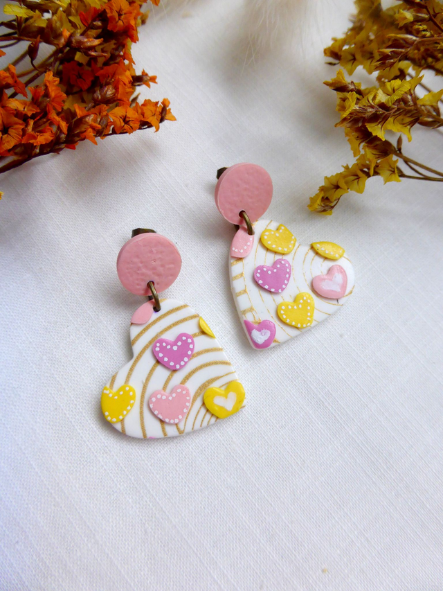 Boucles d'oreilles coeurs - Coeur de spirales