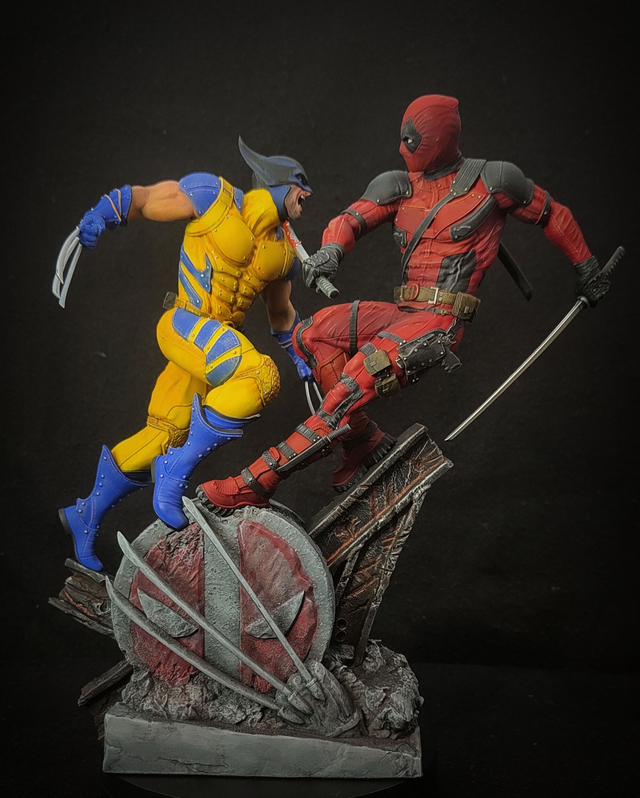 Diorama résine DEADPOOL VS WOLVERINE série comics