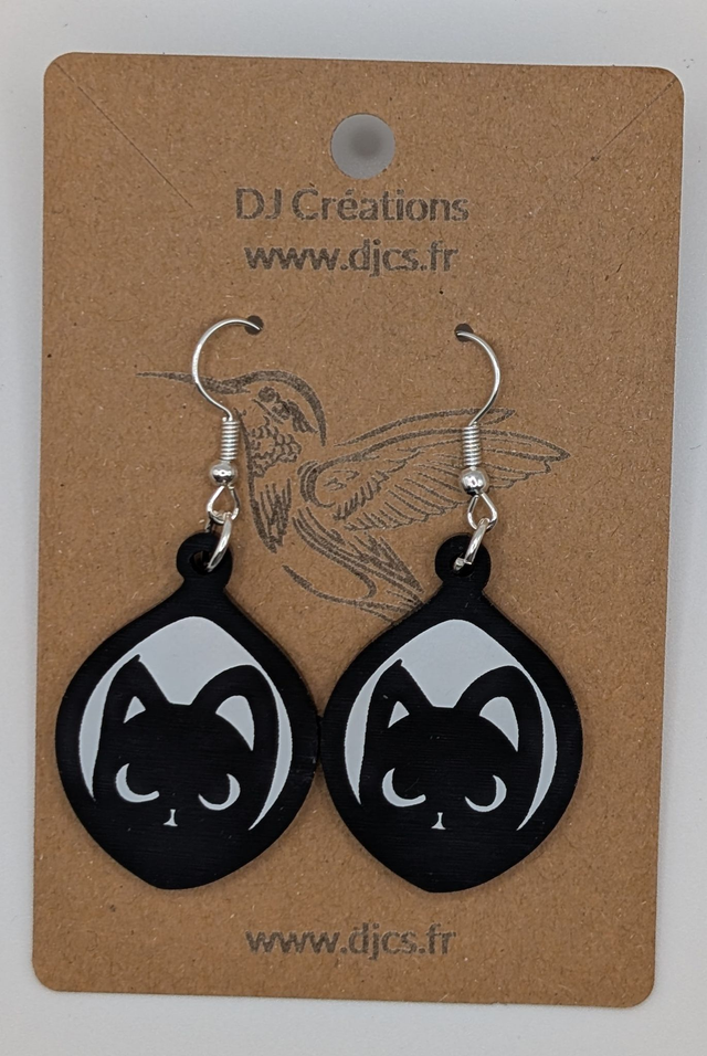 Boucles d&#039;oreilles chat noir